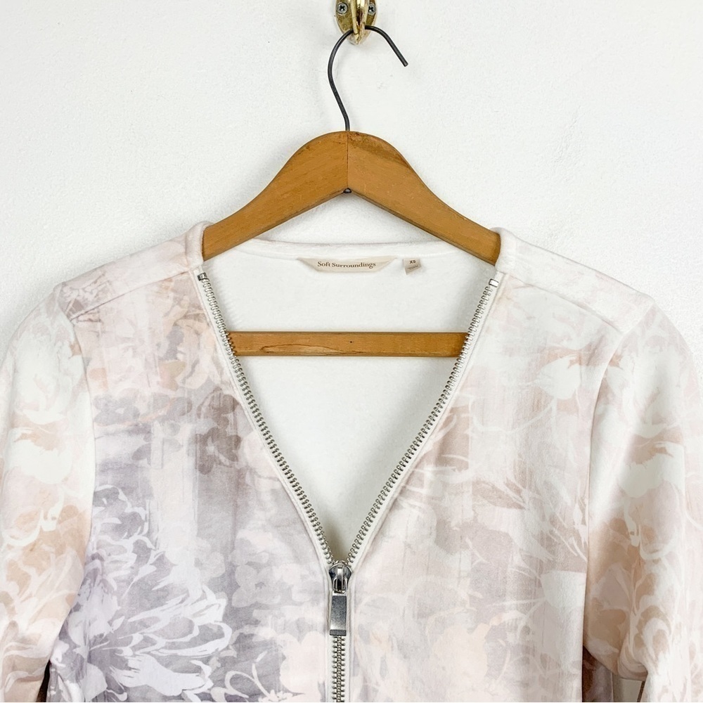 Soft Surroundings Corrina Fleece Floral Print Half Zip Sweater Sz XS - Picture 3 of 5